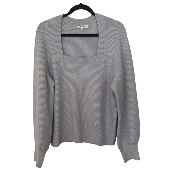 Madewell Wool Blend Square Neck Women's Sweater Size XL Lavender - Picture 1 of 5